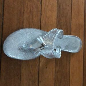 Jack Rogers Silver sparkle sandals w  tassle